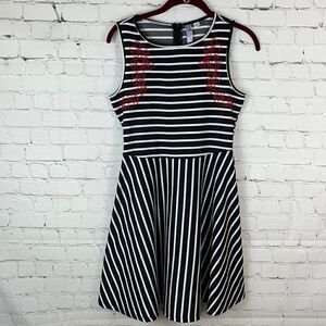 Alya Black and White Striped Dress